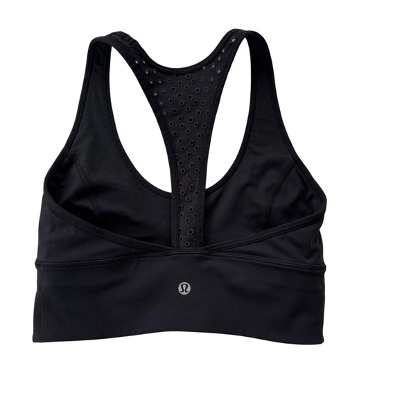 Lululemon Ornate Bra Racer Back Embroidered Eyelet Sports Bra Black Size 6 - Picture 6 of 11